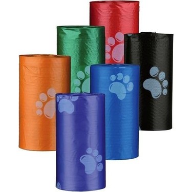 Renkli ve Dayanıklı Kedi & Köpek Dışkı Toplama Poşeti – Patili Desenli, 3'lü