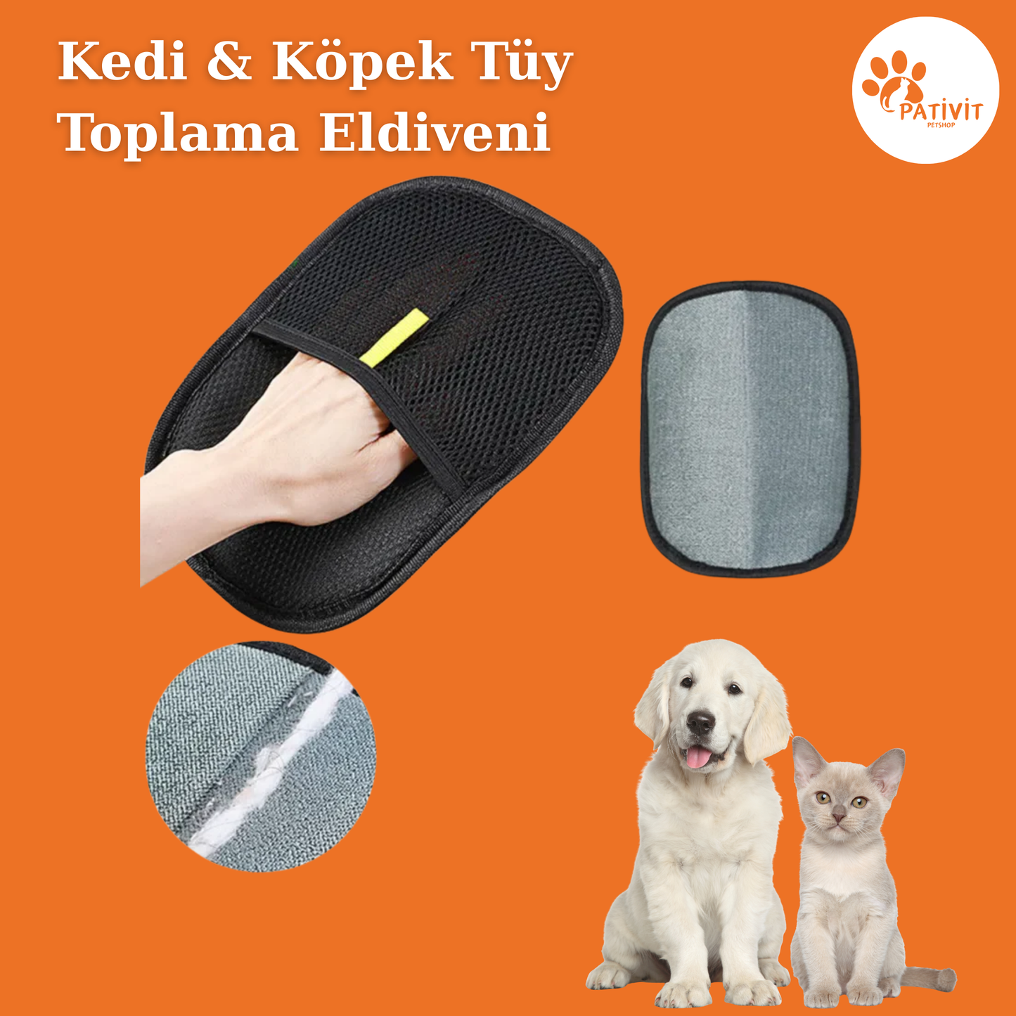Kedi ve Köpek Tüy Toplama Eldiveni – Yıkanabilir, Pratik Temizlik Pedi
