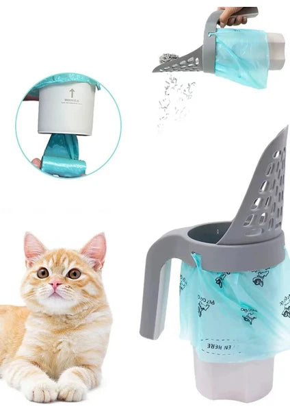 Akıllı Kedi Kum Küreği ve Atık Haznesi – Hijyenik & Pratik Kum Temizleme