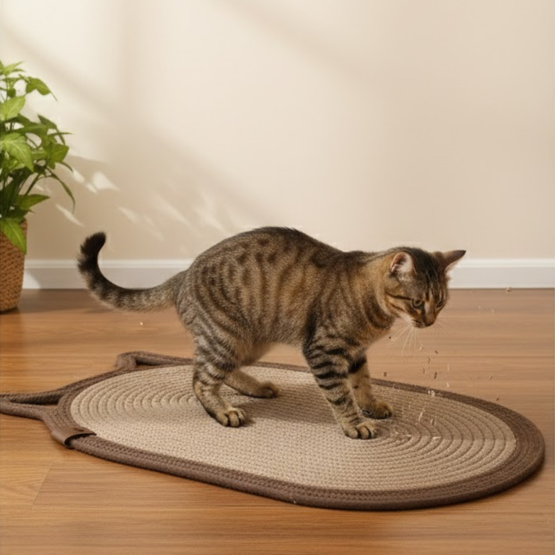 Dekoratif Kedi Kulaklı Tırmalama Paspası