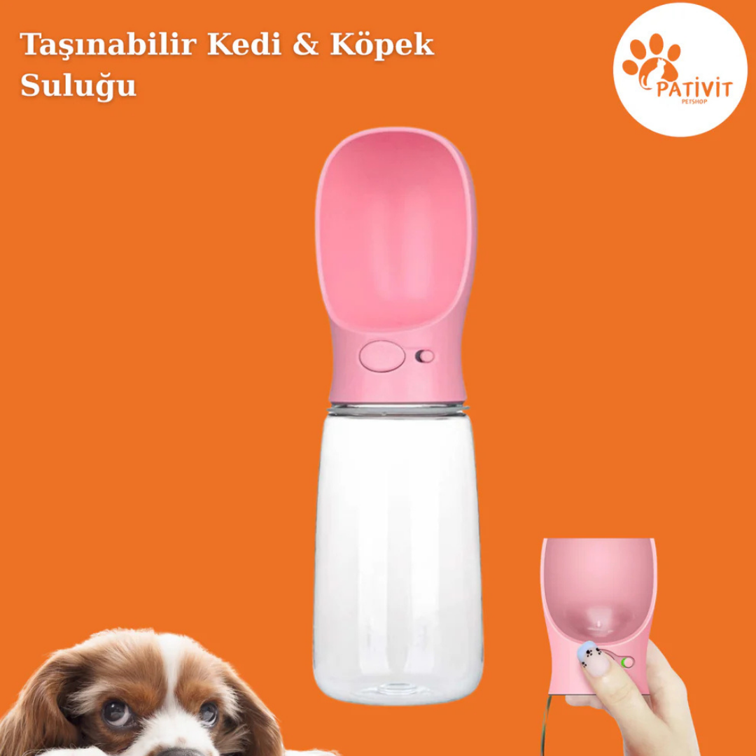 Pativit Taşınabilir Kedi & Köpek Suluğu – Seyahat Su Şişesi & Kaseli Sızdırmaz Sistem