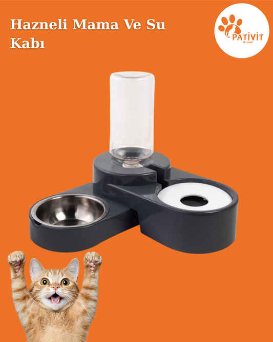 Petavit Ayarlanabilir Köşeli Mama ve Su Kabı Seti – 1000 ml