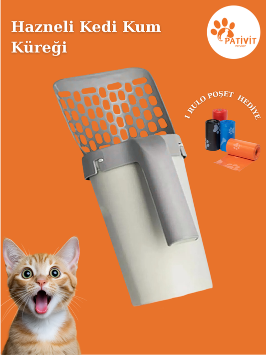 Akıllı Kedi Kum Küreği ve Atık Haznesi – Hijyenik & Pratik Kum Temizleme
