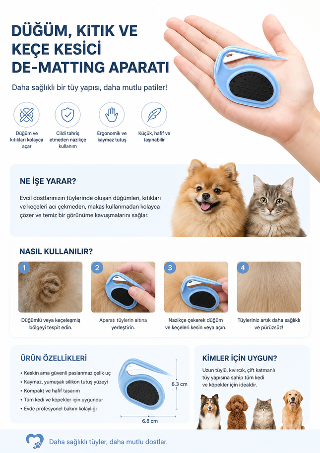 Düğüm, Kıtık ve Keçe Kesici De-Matting Aparatı