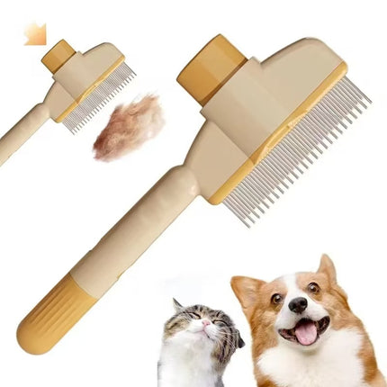 Tek Tuşla Kolay Temizlenir Basmalı Kedi Köpek Tarağı