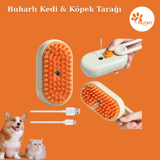 Buharlı Kedi Tüyü Temizleyici – Masaj Etkili, Pratik ve Hijyenik