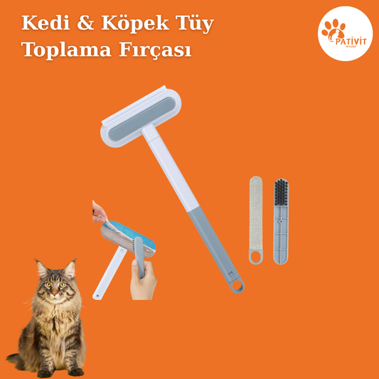 4-ü 1 Arada Tüy Toplayıcı & Temizleyici Fırça – Kedi ve Köpek Tüyleri İçin Çok Fonksiyonlu Çözüm